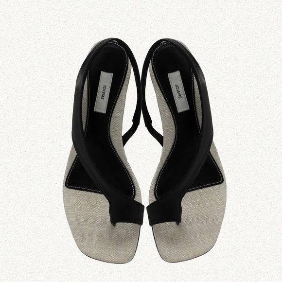 Toteme Shoes - Toteme Sculptural Slingback Sandals, 40, Canvas Black